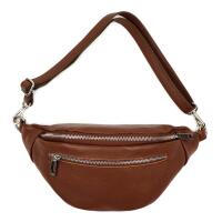 MADE IN ITALY DAMEN LEDER TASCHE Gürteltasche Crossbody Hüfttasche Bauchtasche Umhängetasche Schultertasche Brusttasche CrossOver Ledertasche Bodybag V2 Braun