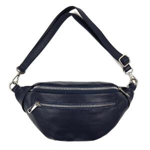 MADE IN ITALY DAMEN LEDER TASCHE Gürteltasche Crossbody Hüfttasche Bauchtasche Umhängetasche Schultertasche Brusttasche CrossOver Ledertasche Bodybag V2 Dunkelblau