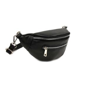 MADE IN ITALY DAMEN LEDER TASCHE Gürteltasche Crossbody Hüfttasche Bauchtasche Umhängetasche Schultertasche Brusttasche CrossOver Ledertasche Bodybag V2 Dunkelgrau