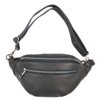 MADE IN ITALY DAMEN LEDER TASCHE Gürteltasche Crossbody Hüfttasche Bauchtasche Umhängetasche Schultertasche Brusttasche CrossOver Ledertasche Bodybag V2 Dunkelgrau