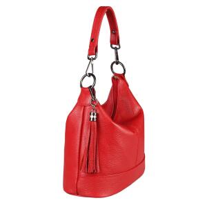 OBC Made in Italy Damen Leder Tasche Umhängetasche Shopper Schultertasche Handtasche Crossbody City Bag Crossover Ledertasche Damentasche Fransen Rot