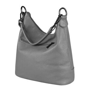 Made in Italy Damen Leder Tasche Umhängetasche Shopper Schultertasche Handtasche Crossbody City Bag Crossover Ledertasche Damentasche Fransen Dunkelgrau