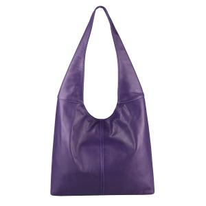 Made in Italy Damen Leder Tasche Shopper Schultertasche Umhängetasche Handtasche Beuteltasche Hobo Bag Ledertasche Nappaleder Lila (Nappaleder)