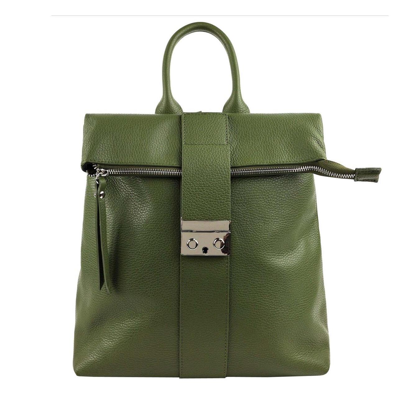 Made in Italy XL Damen Leder Roll Top Rucksack...
