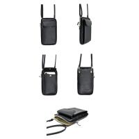 Made in Italy Damen Leder Tasche Handytasche Umhängetasche Geldbörse Schultertasche Brieftasche Smartphone Geldtasche Ledertasche Crossbody Abendtasche Handy bis 6,5 Zoll Schwarz