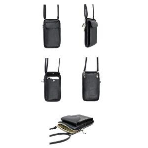 Made in Italy Damen Leder Tasche Handytasche Umhängetasche Geldbörse Schultertasche Brieftasche Smartphone Geldtasche Ledertasche Crossbody Abendtasche Handy bis 6,5 Zoll Dunkelblau
