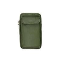 Made in Italy Damen Leder Tasche Handytasche Umhängetasche Geldbörse Schultertasche Brieftasche Smartphone Geldtasche Ledertasche Crossbody Abendtasche Handy bis 6,5 Zoll Olivgrün