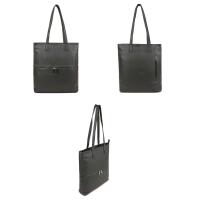 OBC Made in Italy DAMEN LEDER TASCHE SHOPPER Schultertasche Tote Bag Umhängetasche Handtasche DIN-A4  Schwarz