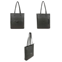 OBC Made in Italy DAMEN LEDER TASCHE SHOPPER Schultertasche Tote Bag Umhängetasche Handtasche DIN-A4 Taupe