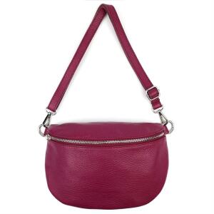 Made in Italy Damen Leder Tasche Gürteltasche Crossbody Hüfttasche Bauchtasche Umhängetasche Cross-Over Bodybag Schultertasche Handytasche Schminktasche Kosmetiktasche 1054 Bordo