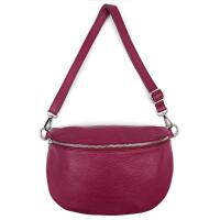 Made in Italy Damen Leder Tasche Gürteltasche Crossbody Hüfttasche Bauchtasche Umhängetasche Cross-Over Bodybag Schultertasche Handytasche Schminktasche Kosmetiktasche 1054 Bordo