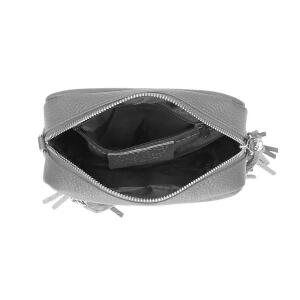 Made in Italy DAMEN LEDER TASCHE Umhängetasche Schultertasche Beuteltasche Cross-Over Cross Bag Glattleder Schmucktasche Fransen Ledertasche Jeansblau