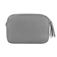 Made in Italy DAMEN LEDER TASCHE Umhängetasche Schultertasche Beuteltasche Cross-Over Cross Bag Glattleder Schmucktasche Fransen Ledertasche Jeansblau