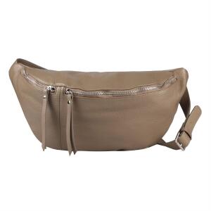XXL Damen echt Leder Tasche Brusttasche Crossbody Schultertasche Umhängetasche Gürteltasche Crossover Ledertasche Slingntasche Unisex Bag Taupe
