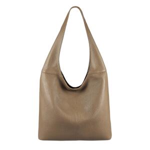 Made in Italy Damen Leder Tasche Shopper Schultertasche Umhängetasche Handtasche Beuteltasche Hobo Bag Ledertasche Nappaleder Taupe