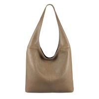 Made in Italy Damen Leder Tasche Shopper Schultertasche Umhängetasche Handtasche Beuteltasche Hobo Bag Ledertasche Nappaleder Taupe