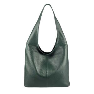 Made in Italy Damen Leder Tasche Shopper Schultertasche Umhängetasche Handtasche Beuteltasche Hobo Bag Ledertasche Nappaleder Dunkelgrün