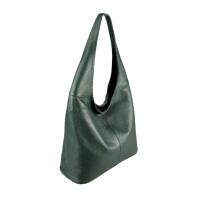 Made in Italy Damen Leder Tasche Shopper Schultertasche Umhängetasche Handtasche Beuteltasche Hobo Bag Ledertasche Nappaleder Dunkelgrün