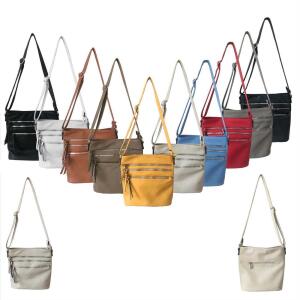 DAMEN TASCHE SHOPPER Schultertasche Umhängetasche CrossOver Crossbody Henkeltasche Beuteltasche Handtasche City Bag Reise Kunst-Leder Schwarz-Cognac