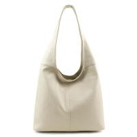 Made in Italy Damen Leder Tasche Shopper Schultertasche Umhängetasche Handtasche Beuteltasche Hobo Bag Ledertasche Beige