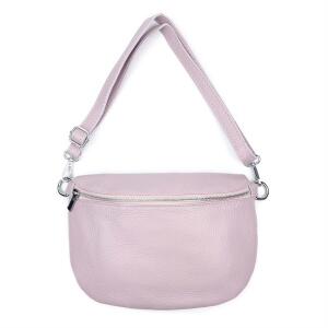 Made in Italy Damen Leder Tasche Gürteltasche Crossbody Hüfttasche Bauchtasche Umhängetasche Cross-Over Bodybag Schultertasche Handytasche Schminktasche Kosmetiktasche 1054 Lavendel