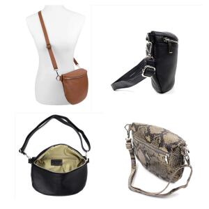 Made in Italy Damen Leder Tasche Gürteltasche Crossbody Hüfttasche Bauchtasche Umhängetasche Cross-Over Bodybag Schultertasche Handytasche Schminktasche Kosmetiktasche 1054 Lavendel