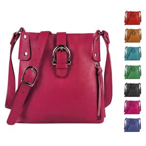 Made in Italy DAMEN LEDER TASCHE Schultertasche CrossOver Handtasche  Umhängetasche Bodybag Abendtasche Crossbody Ledertasche