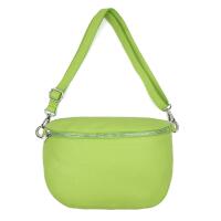 Made in Italy Damen Leder Tasche Gürteltasche Crossbody Hüfttasche Bauchtasche Umhängetasche Cross-Over Bodybag Schultertasche Handytasche Schminktasche Kosmetiktasche 1054 Apfelgrün