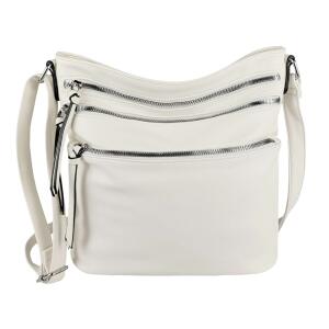 DAMEN TASCHE SHOPPER Schultertasche Umhängetasche CrossOver Crossbody Henkeltasche Beuteltasche Handtasche City Bag Reise Kunst-Leder Weiß