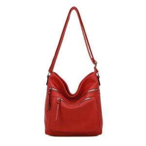 DAMEN TASCHE Schultertasche Shopper Umhängetasche CrossOver Crossbody Henkeltasche Beuteltasche Handtasche Hobo Bag Reise Kunst-Leder Rot