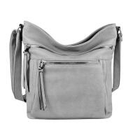DAMEN TASCHE Schultertasche Shopper Umhängetasche CrossOver Crossbody Henkeltasche Beuteltasche Handtasche Hobo Bag Reise Kunst-Leder Grau