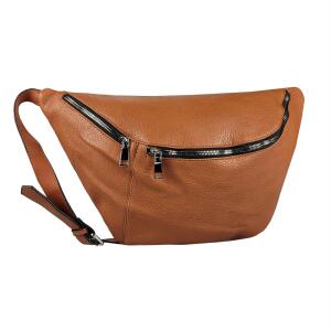 XXL Tasche Bauchtasche Hüfttasche Crossbody Schultertasche Umhängetasche Kunstleder Gürteltasche Crossover Slingntasche Unisex Bag CognacV1